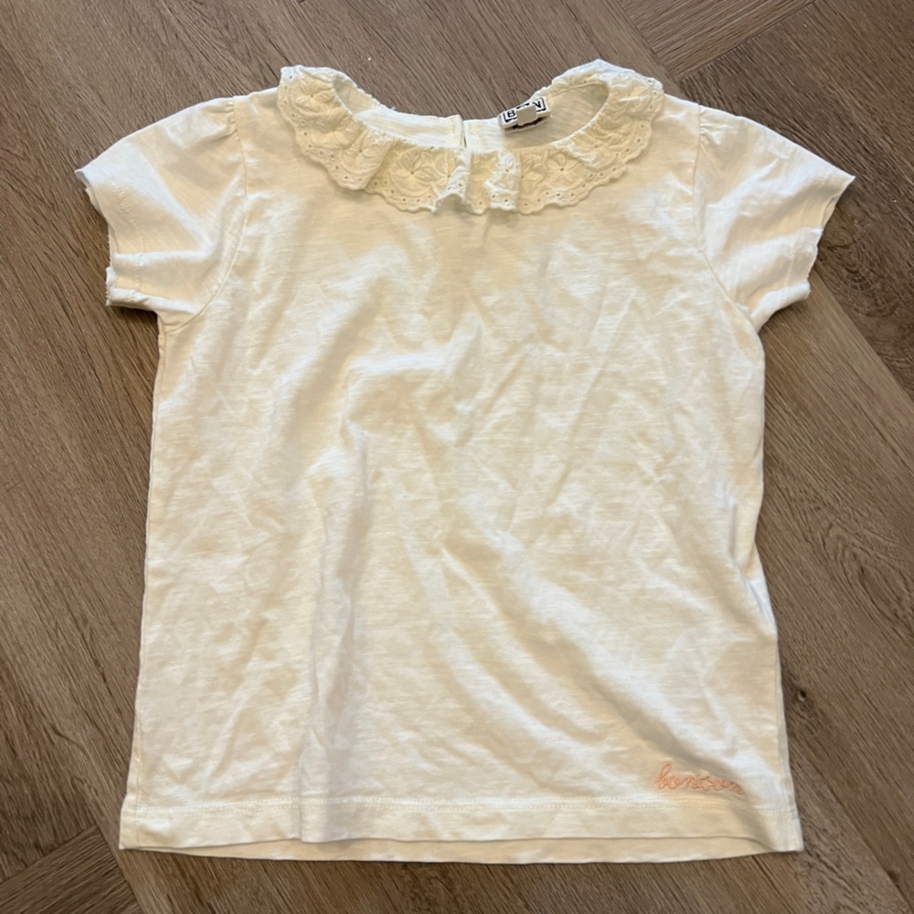 New Bonton White Kids Tee with Lace Collar